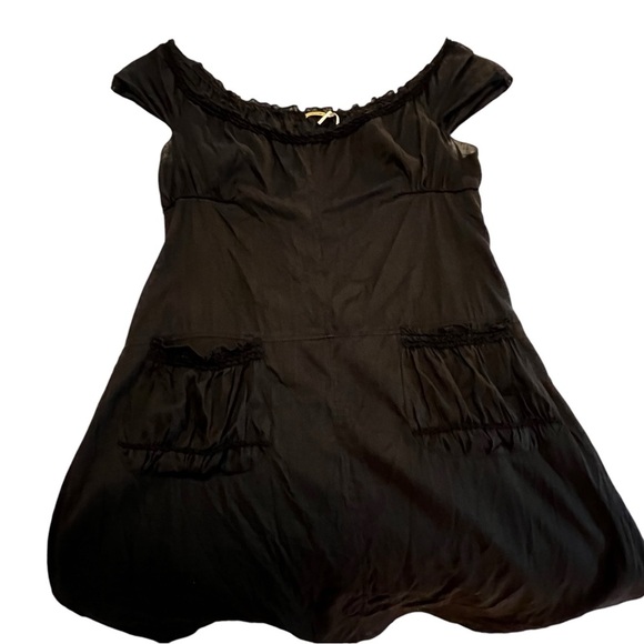 Max Studio Lagenlook Linen Dress with Pockets dark black slightly sheer Large - Picture 15 of 16